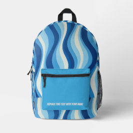 Personalized Wavy Stripe Backpack Bedrukte Rugzak
