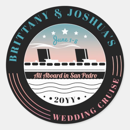 Personalized Wedding Cruise Ronde Sticker (Voorkant)