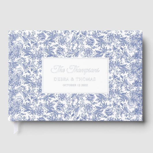Personalized Wedding French Toile Blue Floral (Recto)