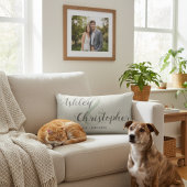 Personalized Wedding Gift: Gray Farmhouse Throw Kussen
