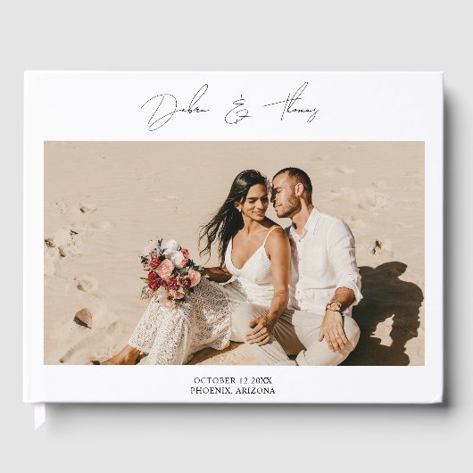 Personalized Wedding Modern Minimalist Photo Gastenboek (Voorkant)