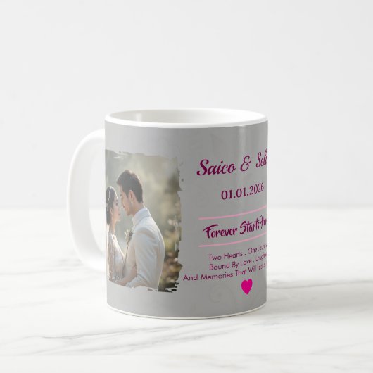 Personalized Wedding Mug  | Custom Couple  (Devant gauche)