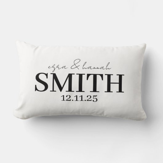 Personalized Wedding Pillow, Last Name & Date Kussen (Voorkant)