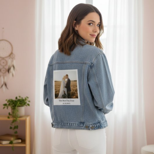 Personalized Wedding Polaroid Photo Denim Jacket