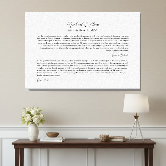 Personalized Wedding Vows Keepsake Canvas Afdruk