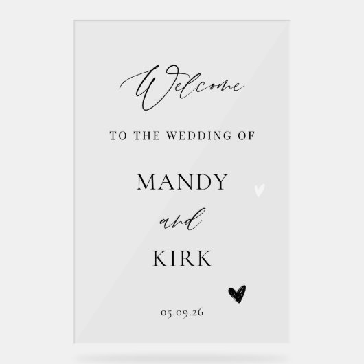 Personalized Wedding Welcome Sign Acryl Bord (Voorkant)