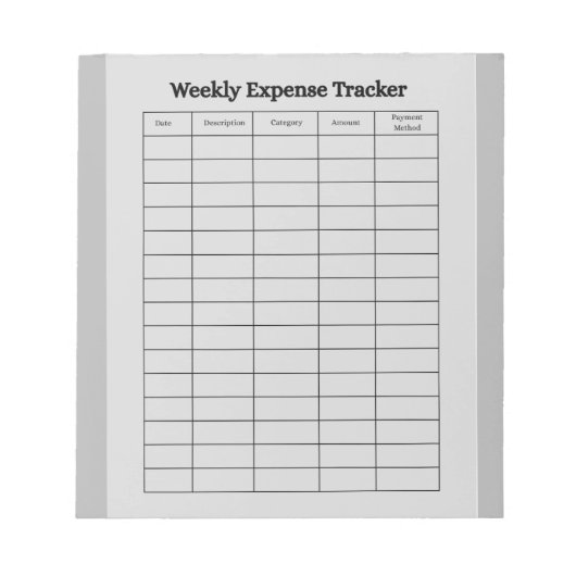 Personalized Weekly Expense Tracker Notepad Notitieblok (Voorkant)