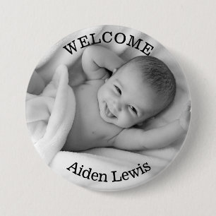 Personalized Welcome New Baby Photo Button