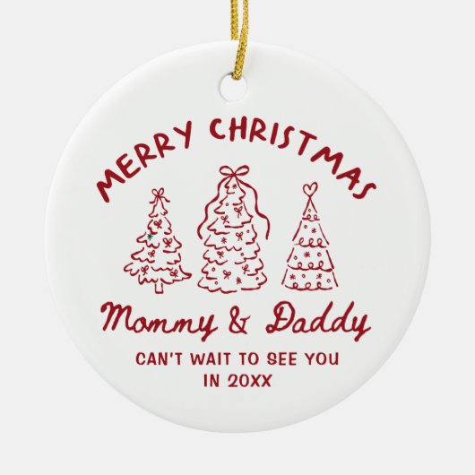 Personalized Whimsical Baby Announcement Ornament (Voorkant)