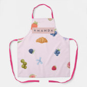 Personalized Whimsical Croissant & Berry Pattern Schort (Voorkant)