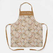 Personalized Whimsical Daisy Pattern Brown Beige Schort (Voorkant)