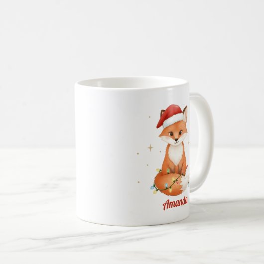 Personalized Whimsical Fox Christmas Mug (Devant droit)