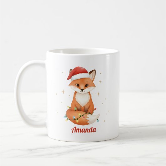 Personalized Whimsical Fox Christmas Mug (Gauche)