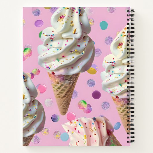 Personalized  Whimsical Pastel Ice Cream Dream  Notitieboek (Achterkant)
