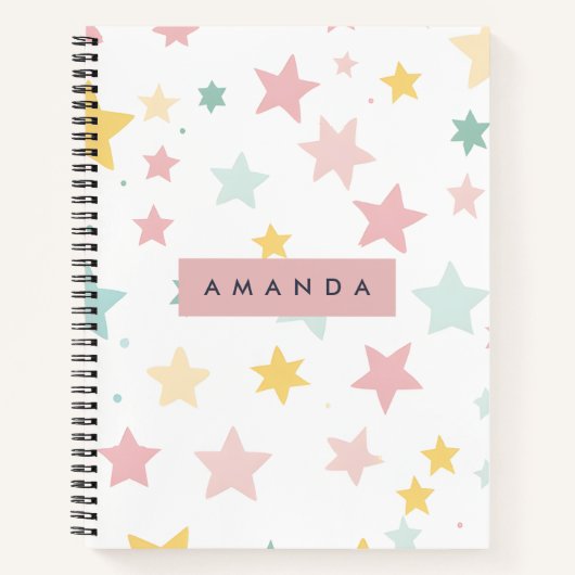 Personalized Whimsical Pastel Star Print  Notitieboek (Voorkant)