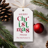 Personalized Whimsical Retro Merry Christmas Cadeaulabel