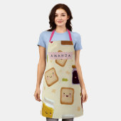 Personalized Whimsical Toast & Jam Pattern Apron Schort (Gedragen)