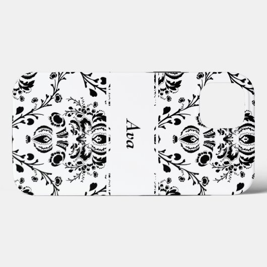 Personalized White and Black Damask Case-Mate iPhone Case (Achterkant (horizontaal))