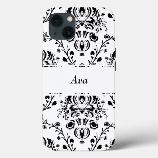Personalized White and Black Damask Case-Mate iPhone Case (Achterkant)