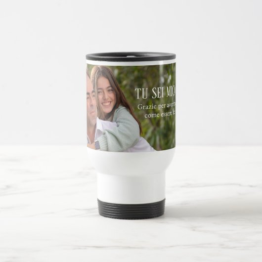 Personalized White and Black Travel Mug – Elegant Reisbeker (Center)