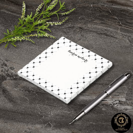 Personalized White & Black Bow Script Post-it® Notes