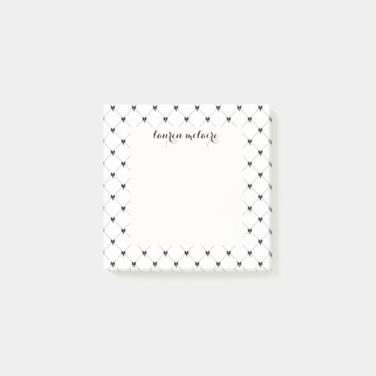 Personalized White & Black Bow Script Post-it® Notes (Voorkant)