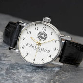 Personalized white black Custom name monogram  Horloge