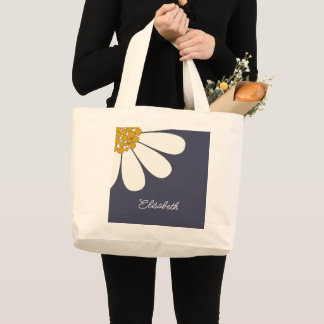 Personalized White Daisy Floral Design | Custom Grote Tote Bag