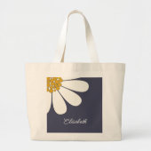 Personalized White Daisy Floral Design | Custom Grote Tote Bag (Voorkant)