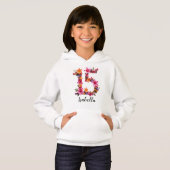 Personalized White Hoodie with Floral Print (Devant entier)