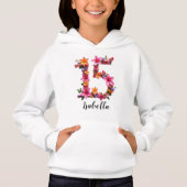 Personalized White Hoodie with Floral Print (Devant)