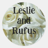 Personalized White Roses Wedding Sticker (Voorkant)