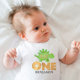 Personalized WILD ONE Dinosaur First Birthday Baby Romper