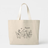 Personalized Wildflower Botanical Art Tote Bag (Achterkant)