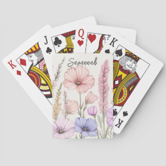 Personalized Wildflower Botanical  Pokerkaarten