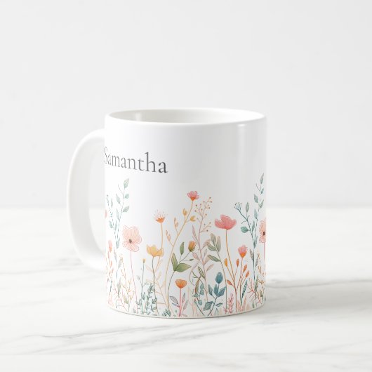 Personalized Wildflower Everyday Koffiemok (Voorkant links)
