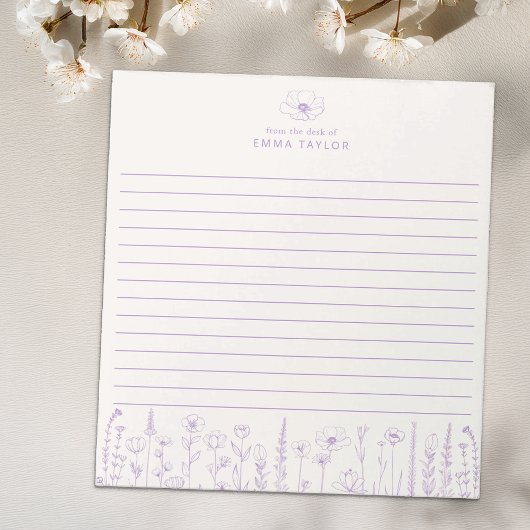 Personalized Wildflower Lavender Desk Notepad Notitieblok