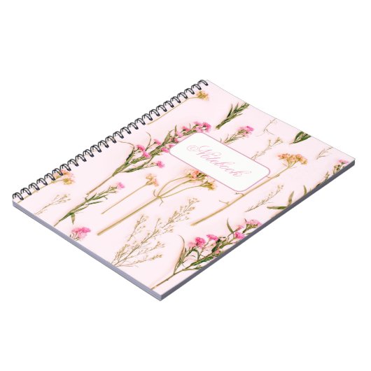 Personalized Wildflower Pink Spiral Notebook Notitieboek (Linkerzijde)