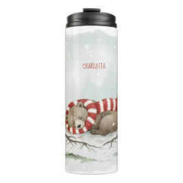 Personalized Winter Bear Tumbler – Sleeping Animal Thermosbeker