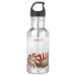 Personalized Winter Bear Water Bottle Waterfles