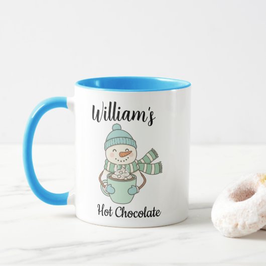 Personalized Winter Hot Chocolate Mug – Snowman Mok (Met donut)