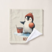 Personalized Winter Penguin Basketball Kid Towel (Gant de toilette)