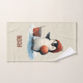 Personalized Winter Penguin Basketball Kid Towel (Serviette à main)
