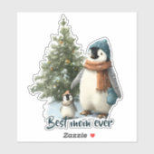 Personalized Winter Penguin “Best Mom Ever” Sticker (Vel)