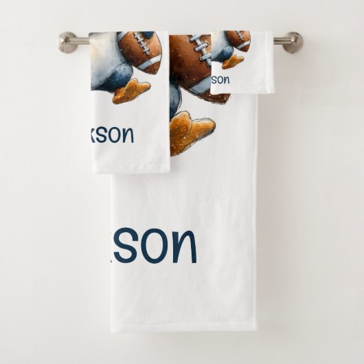 Personalized Winter Penguin Football Kid (En situation)