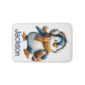 Personalized Winter Penguin Football Kid Badmat (Voorkant)