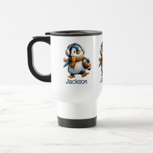 Personalized Winter Penguin Football Kid Reisbeker (Links)