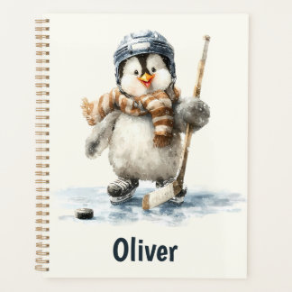 Personalized Winter Penguin Hockey Kid