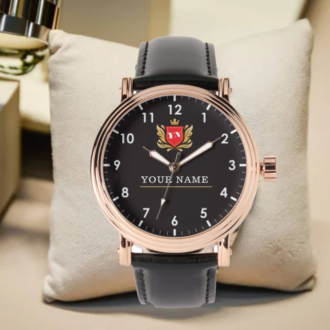 Personalized with names and initials in Monogram  Horloge (Creator heeft geüpload)