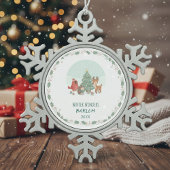 Personalized Woodland Friends Tin Sneeuwvlok Ornament
